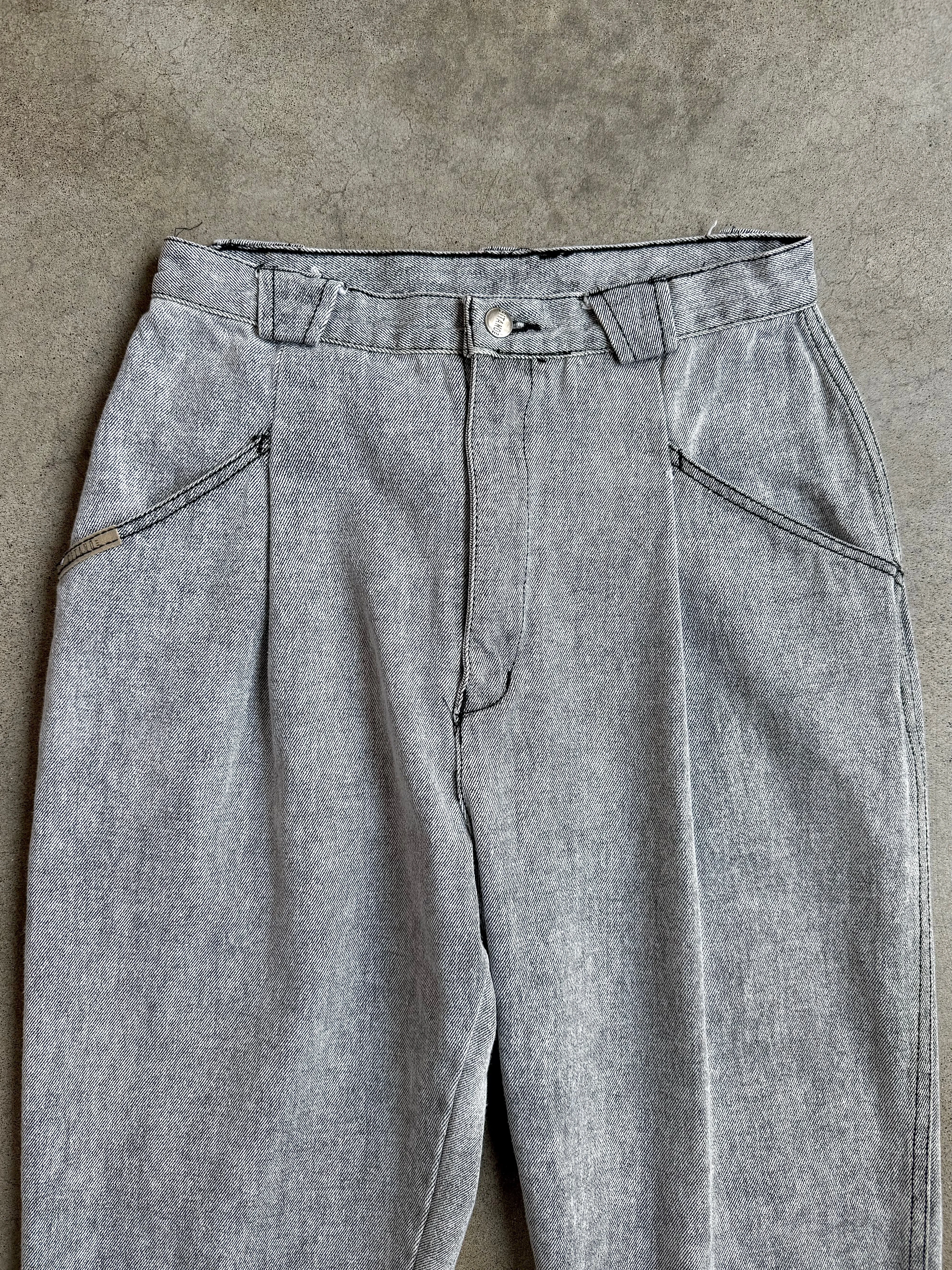 80s Vintage Gitano Grey Acid Wash Pleated Jeans (W29”)