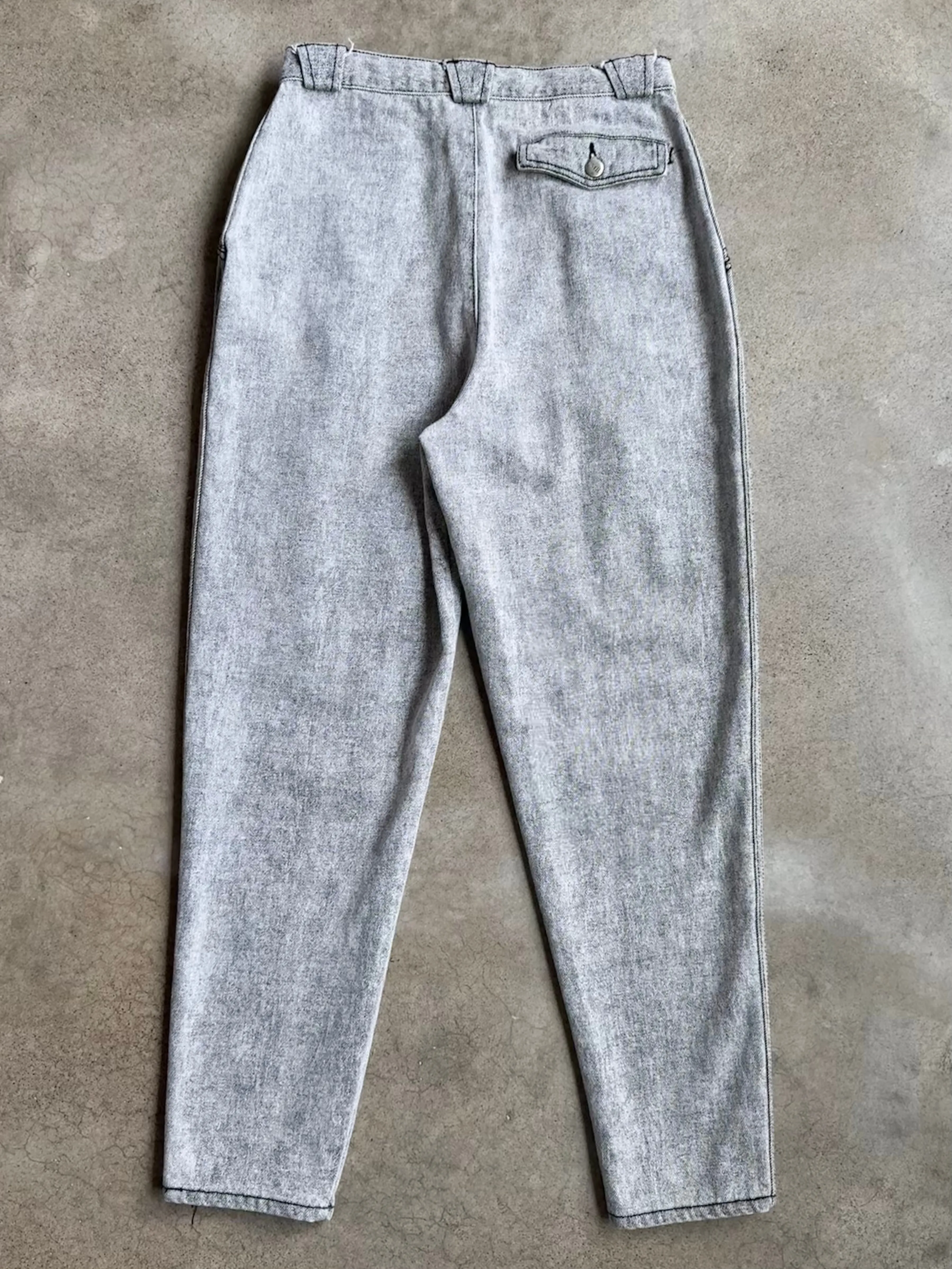 80s Vintage Gitano Grey Acid Wash Pleated Jeans (W29”)