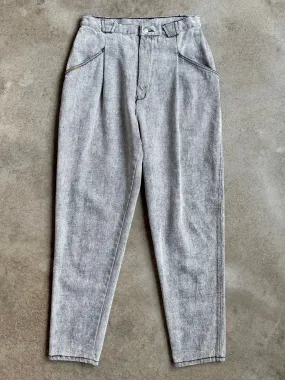 80s Vintage Gitano Grey Acid Wash Pleated Jeans (W29”)