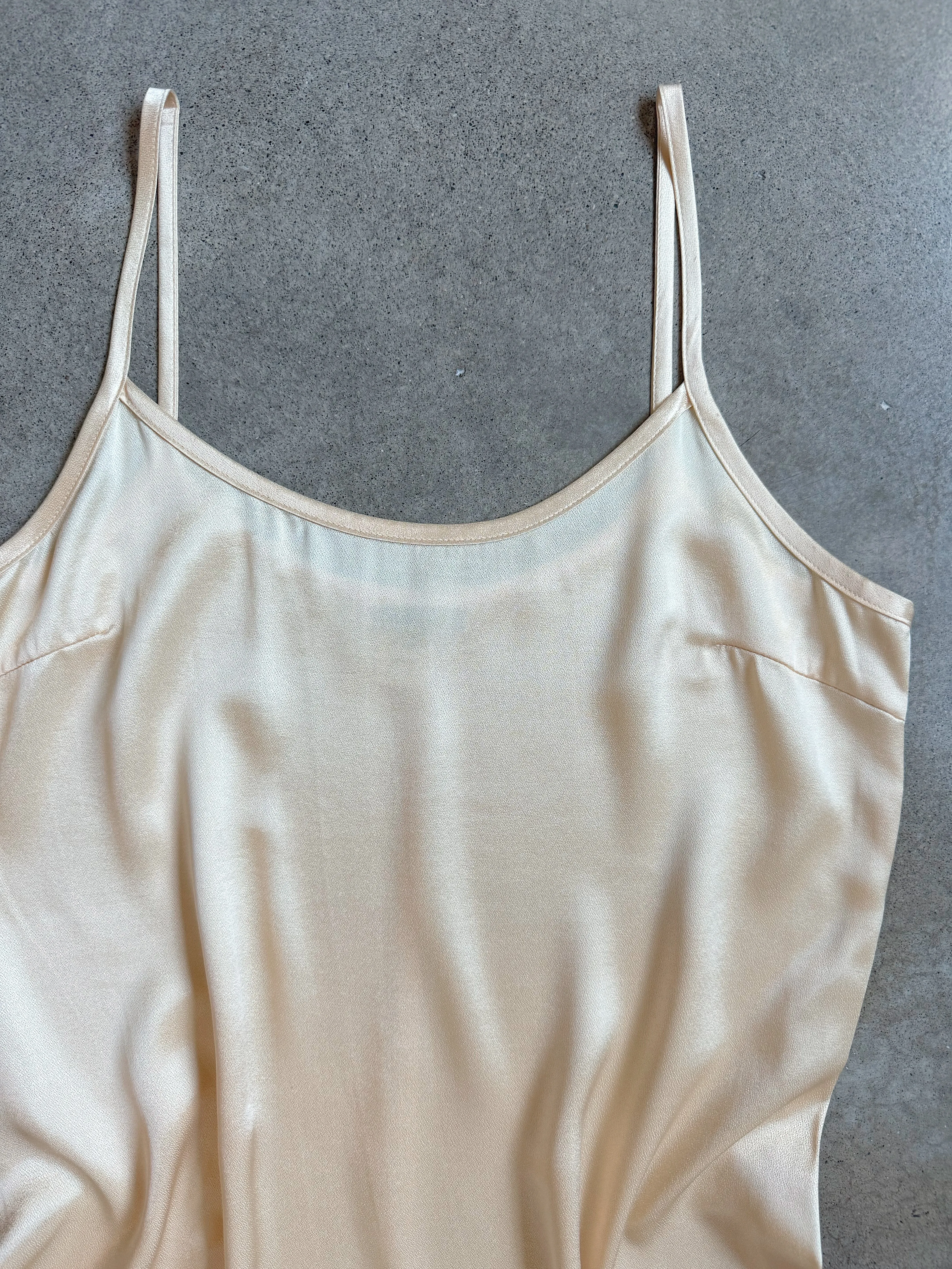 90s Vintage Taurus II Champagne Satin Slip Dress (M)