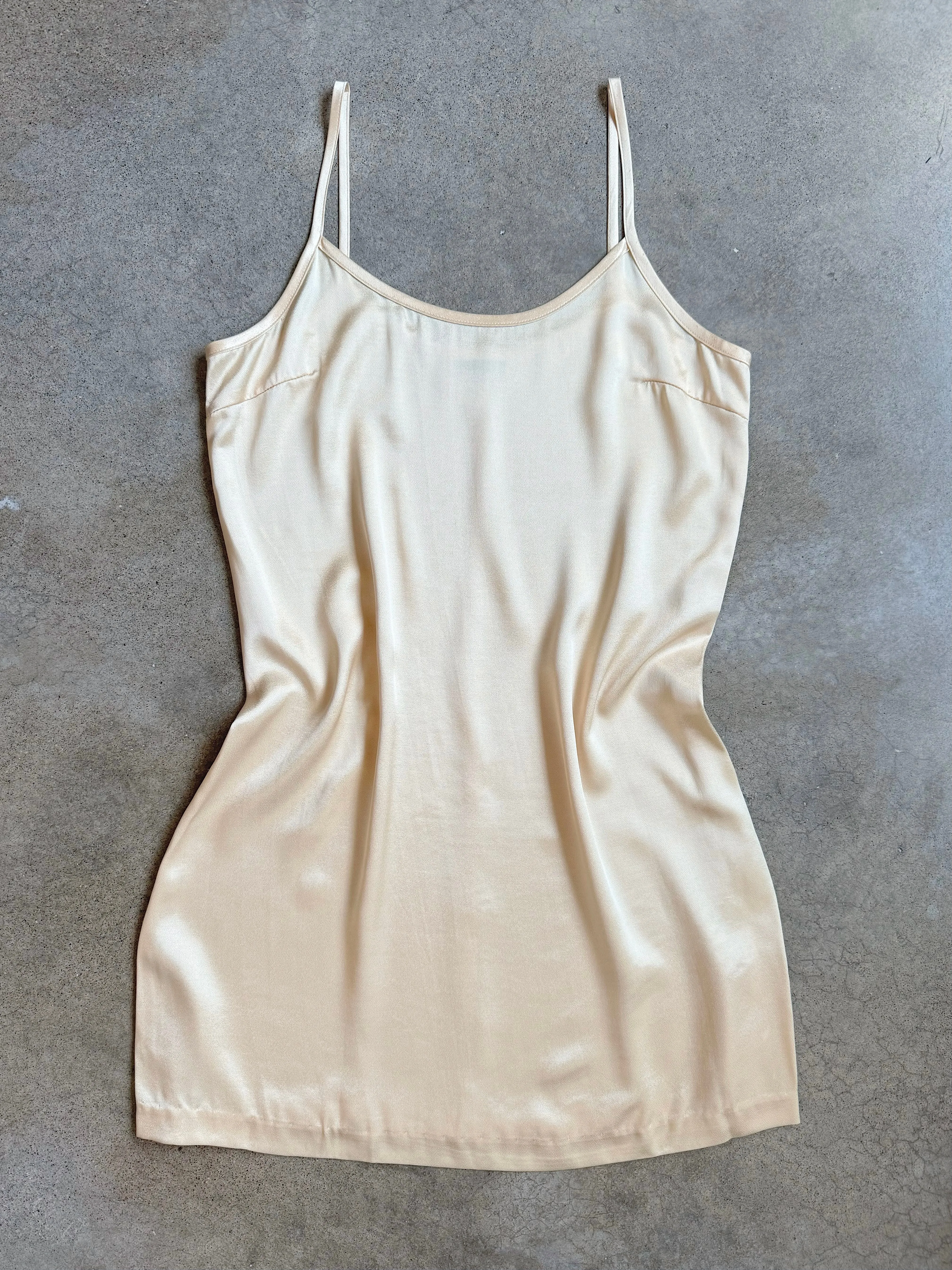 90s Vintage Taurus II Champagne Satin Slip Dress (M)