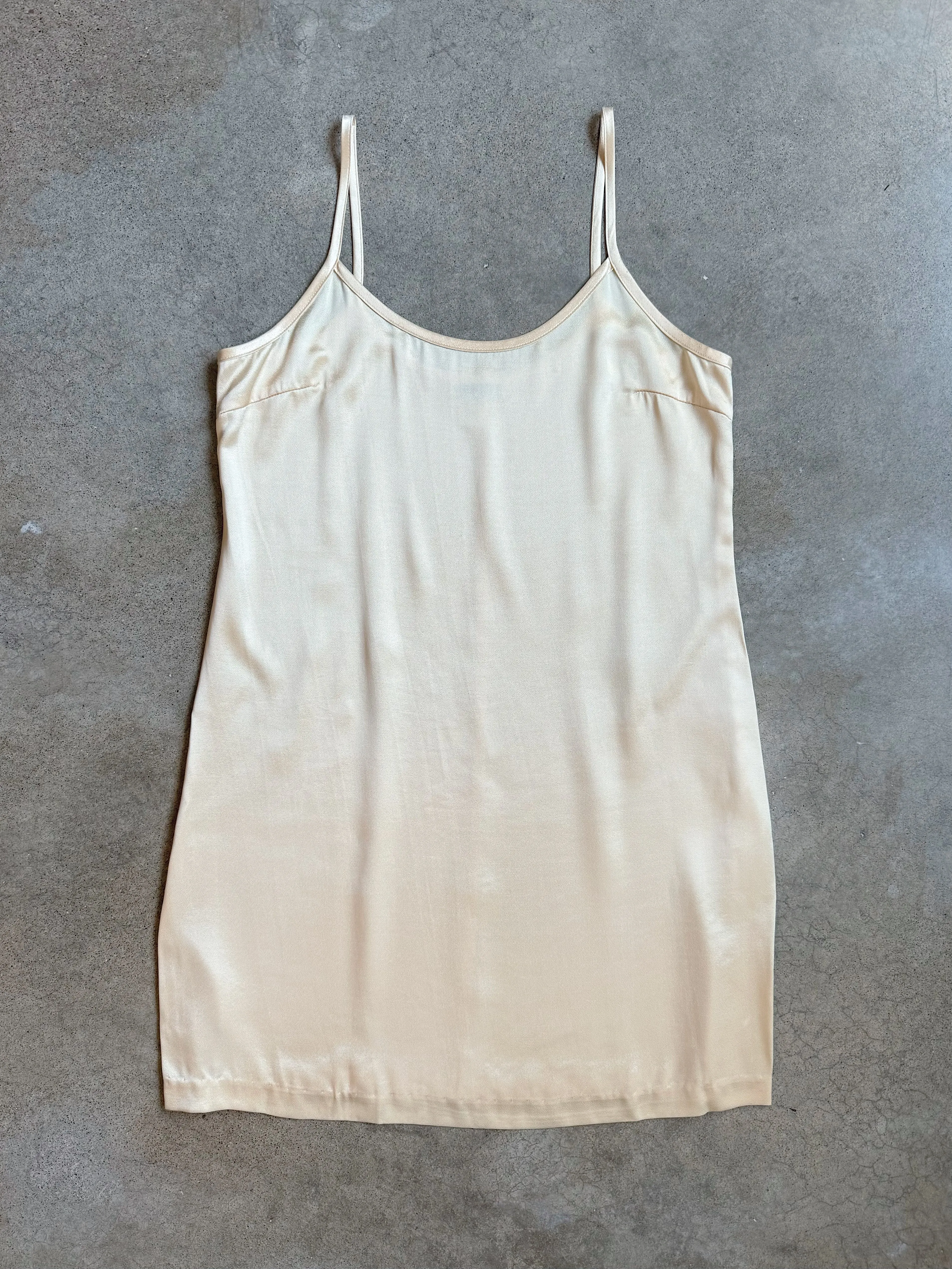 90s Vintage Taurus II Champagne Satin Slip Dress (M)