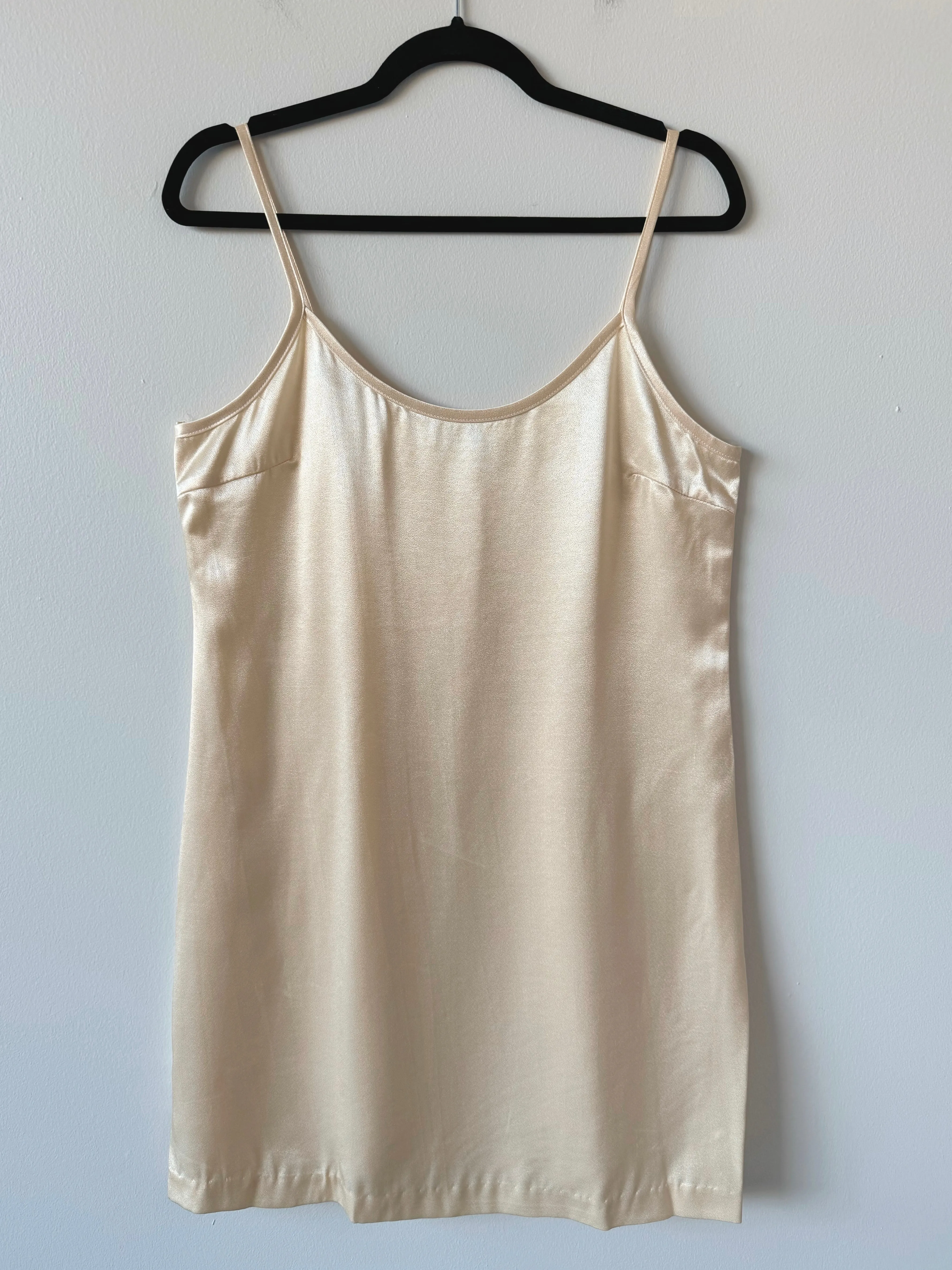 90s Vintage Taurus II Champagne Satin Slip Dress (M)
