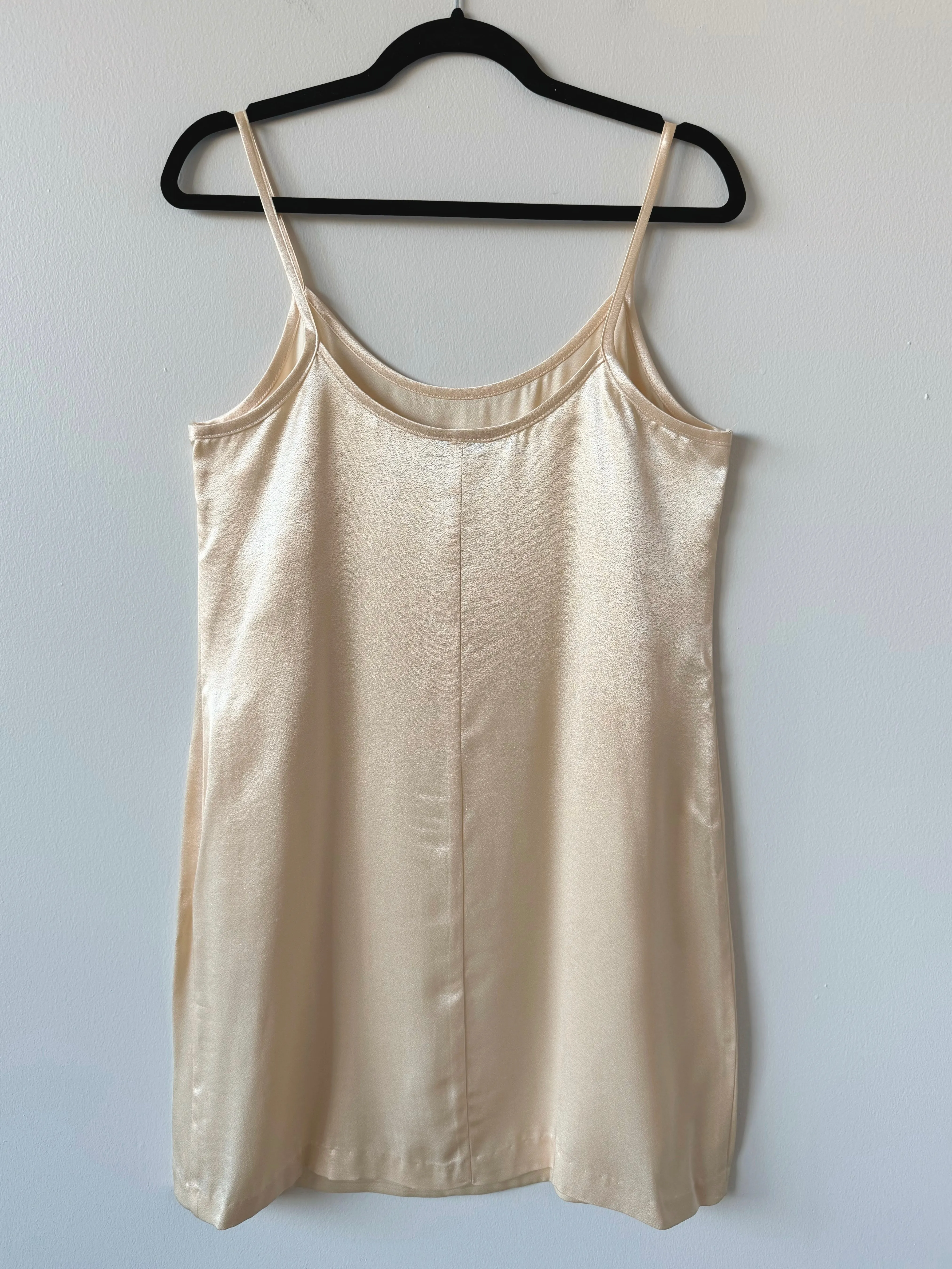 90s Vintage Taurus II Champagne Satin Slip Dress (M)