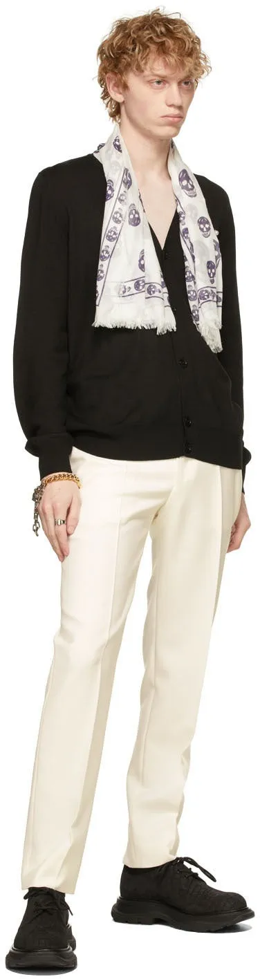 Alexander McQueen White Wool Cigarette Trousers