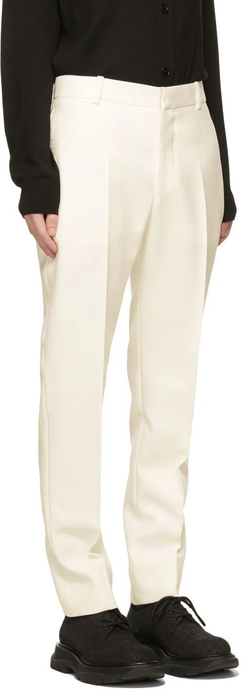 Alexander McQueen White Wool Cigarette Trousers