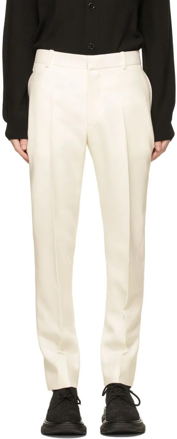 Alexander McQueen White Wool Cigarette Trousers