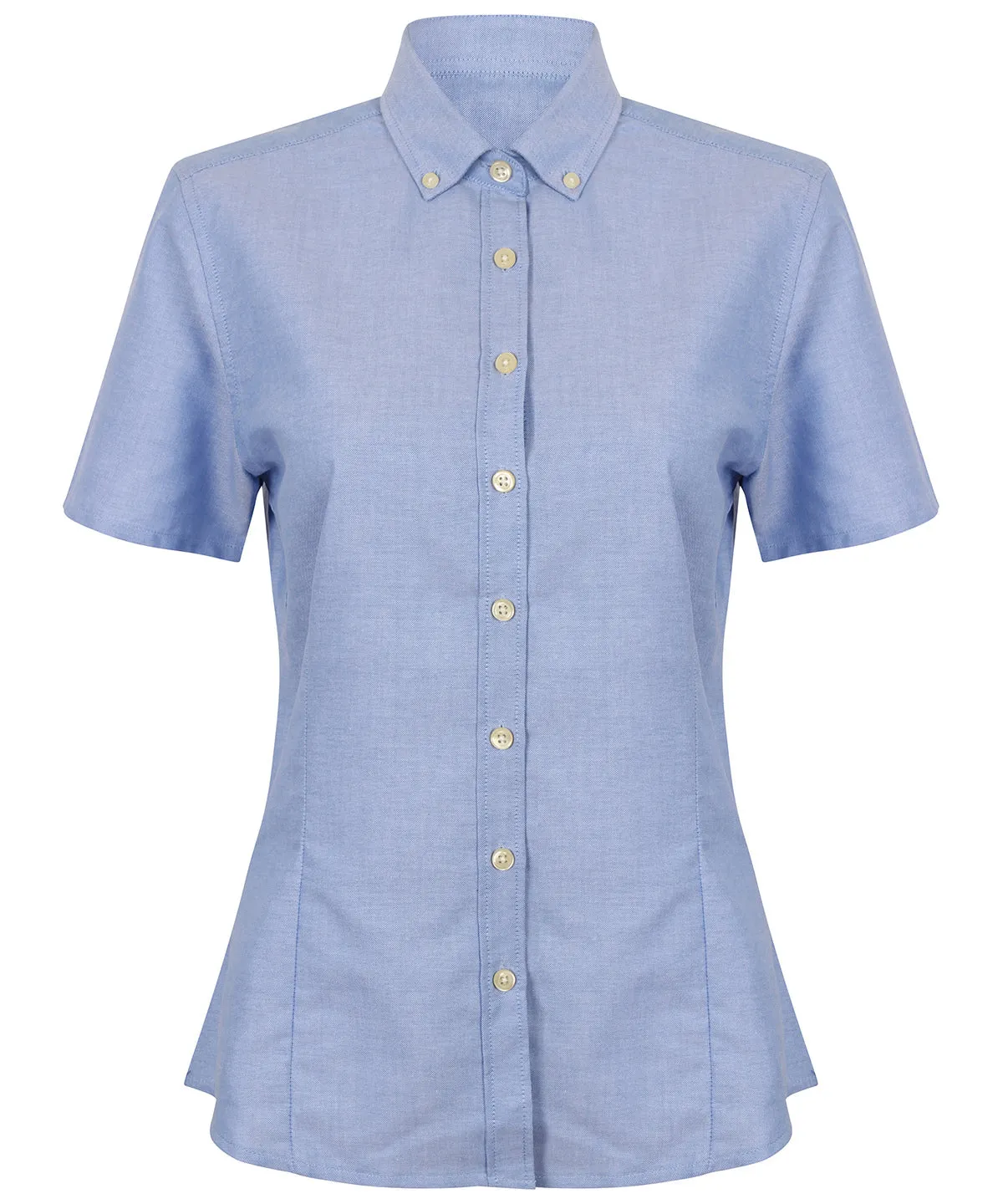 Blue - Women's modern short sleeve Oxford shirt