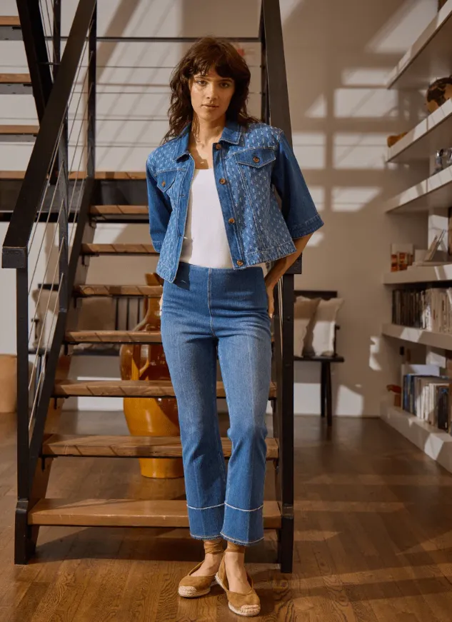 Dara Seamed Hem Crop Denim (25" inseam)
