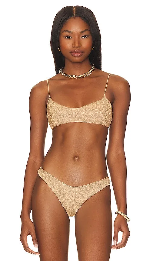 DEVON WINDSOR Honor Bikini Top in Metallic Gold
