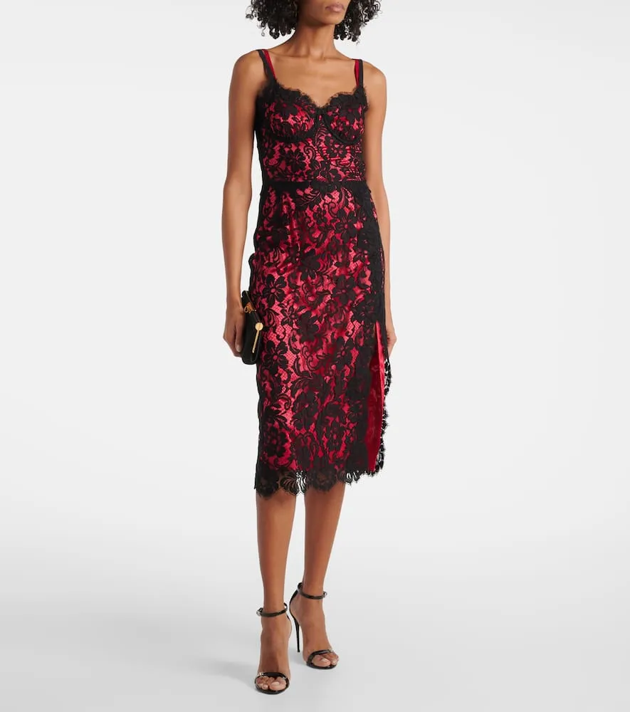 Dolce&Gabbana Floral cotton-blend lace slip dress