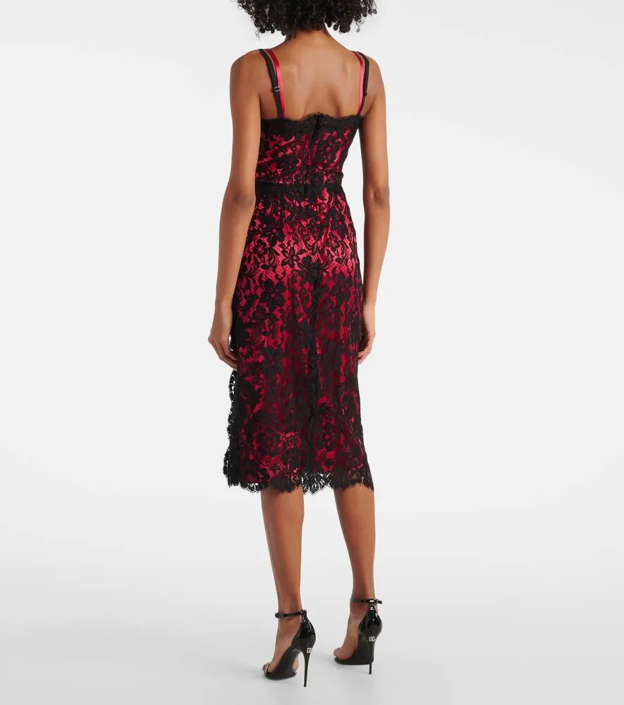 Dolce&Gabbana Floral cotton-blend lace slip dress