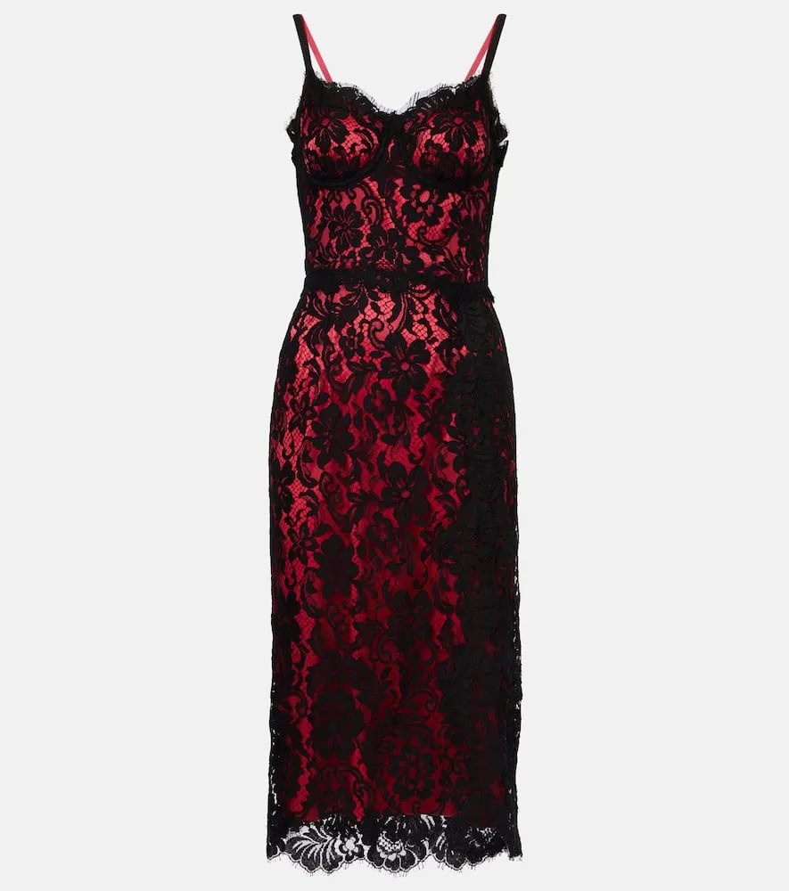 Dolce&Gabbana Floral cotton-blend lace slip dress