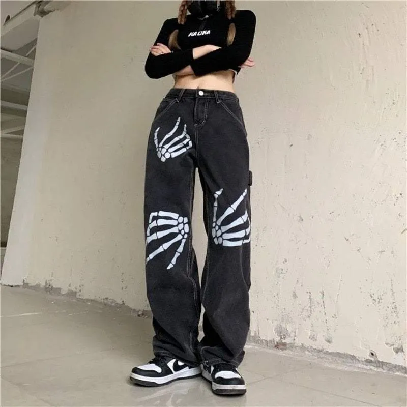 E-Girl Skeletthosen in Schwarz für den alternativen Style