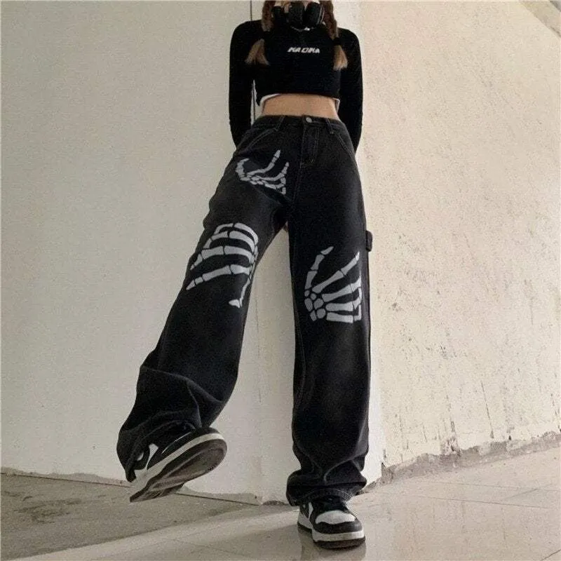 E-Girl Skeletthosen in Schwarz für den alternativen Style