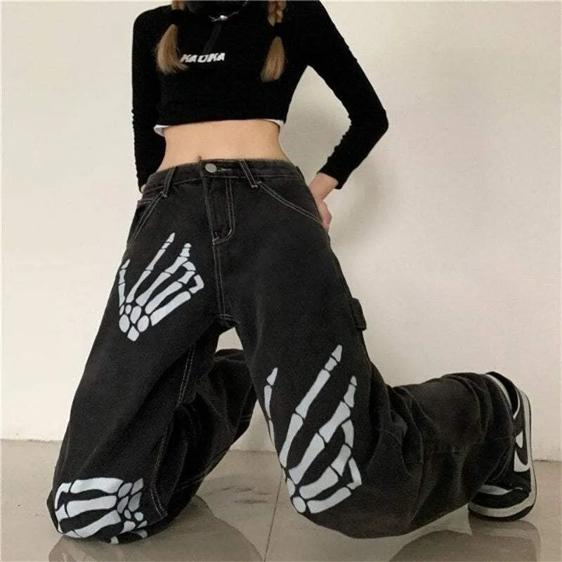 E-Girl Skeletthosen in Schwarz für den alternativen Style