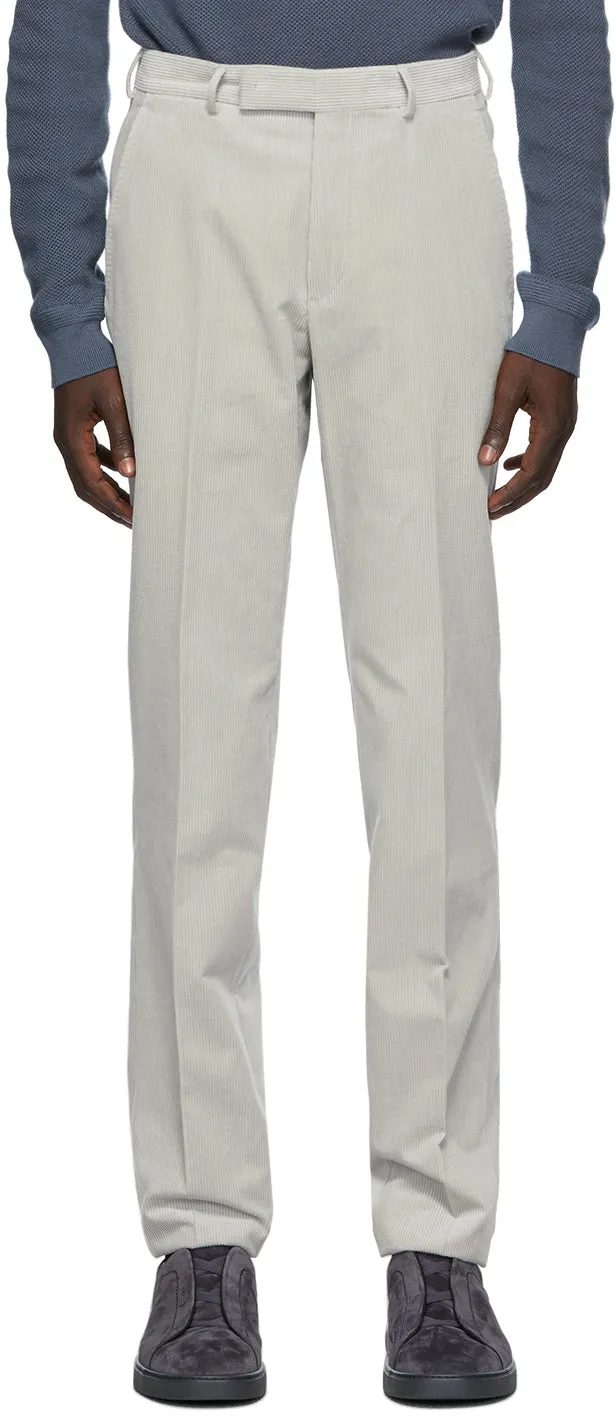 Ermenegildo Zegna Grey Corduroy Trousers