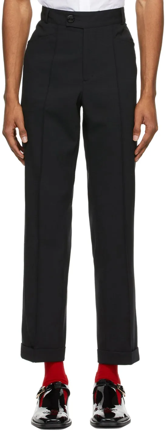 Ernest W. Baker Black Virgin Wool Slim-Fit Trousers
