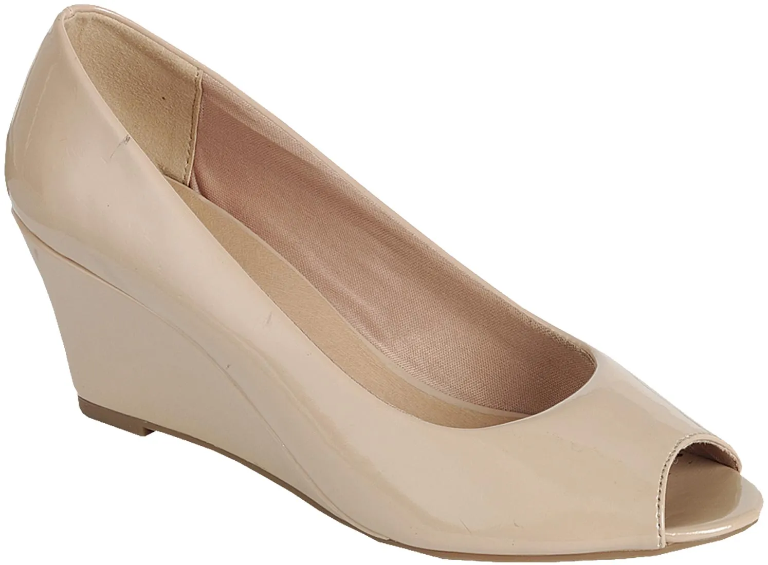 Forever Link Women's Peep Toe Slip On Wedge Pump