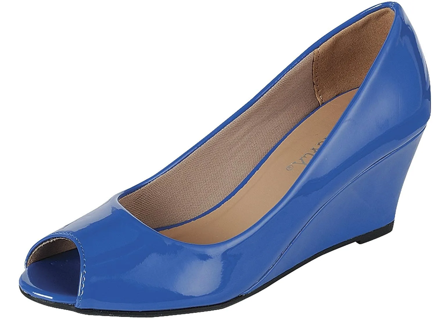 Forever Link Women's Peep Toe Slip On Wedge Pump