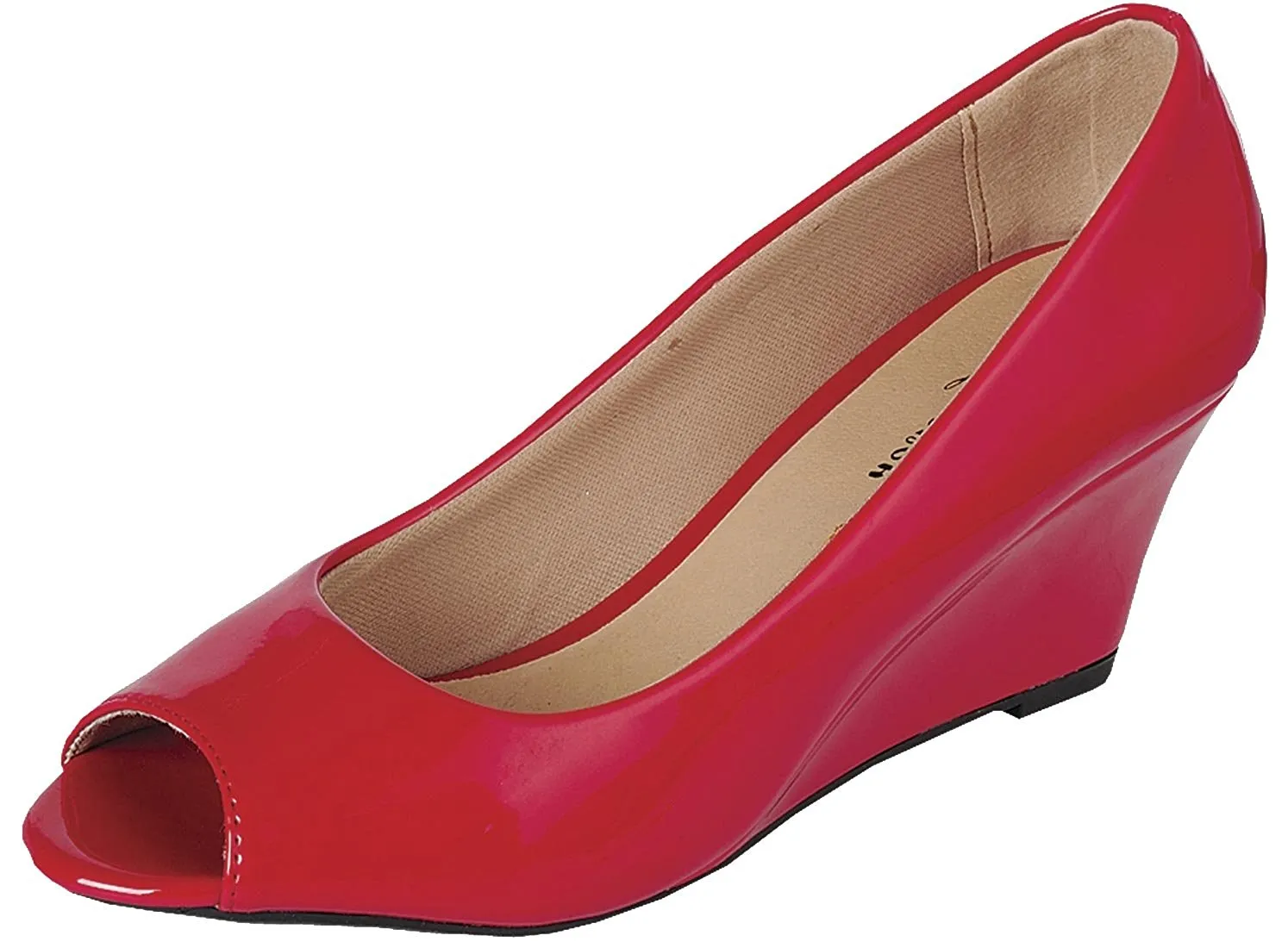 Forever Link Women's Peep Toe Slip On Wedge Pump