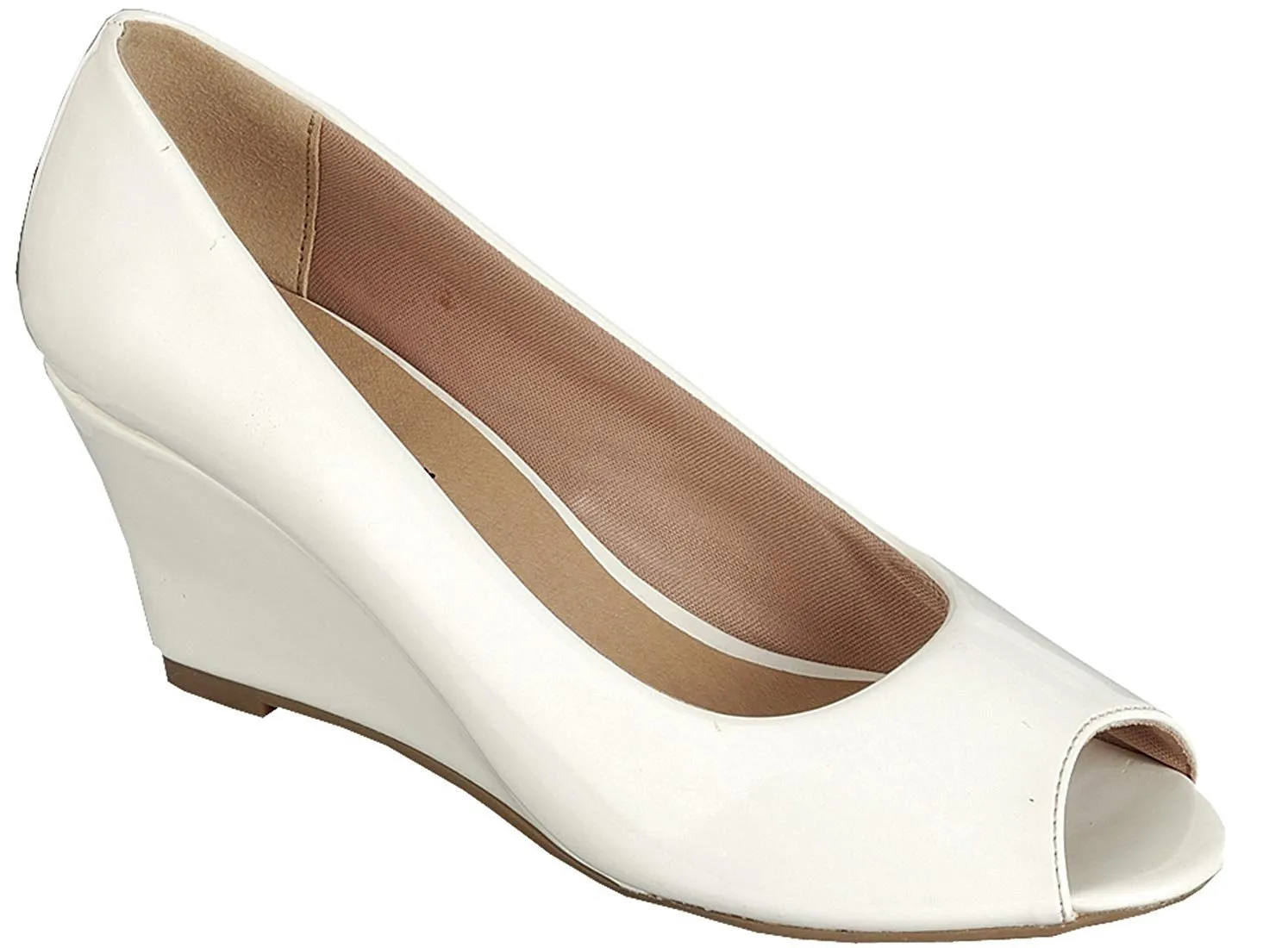 Forever Link Women's Peep Toe Slip On Wedge Pump