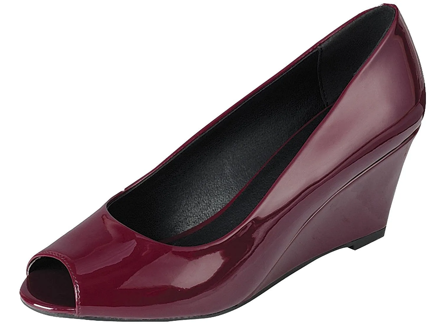 Forever Link Women's Peep Toe Slip On Wedge Pump