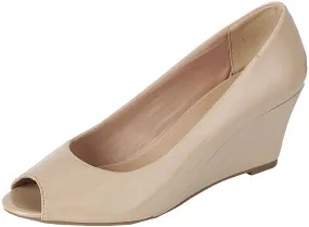 Forever Link Women's Peep Toe Slip On Wedge Pump