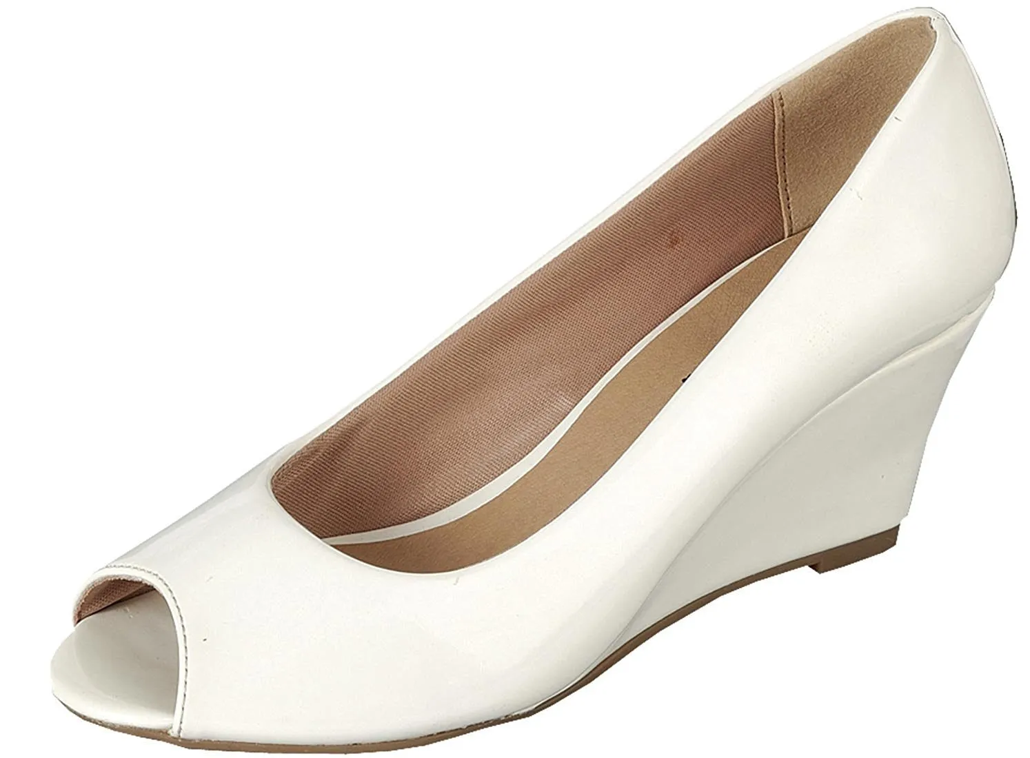 Forever Link Women's Peep Toe Slip On Wedge Pump