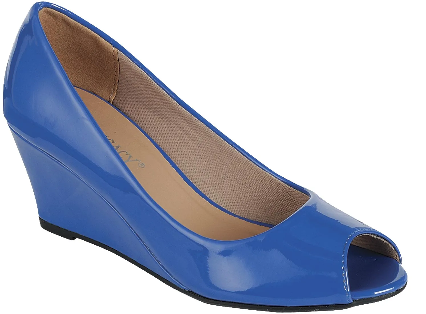 Forever Link Women's Peep Toe Slip On Wedge Pump