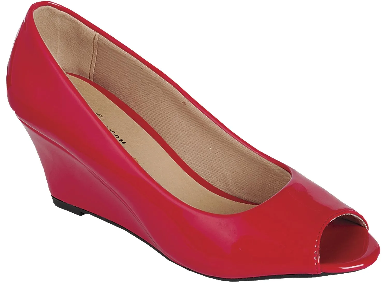 Forever Link Women's Peep Toe Slip On Wedge Pump