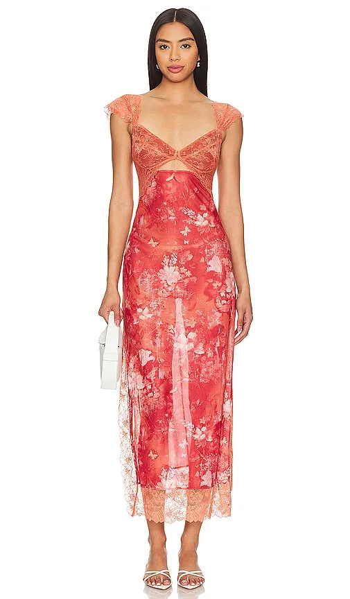 Free People X Intimately FP Suddenly Fine Maxi Slip in Red