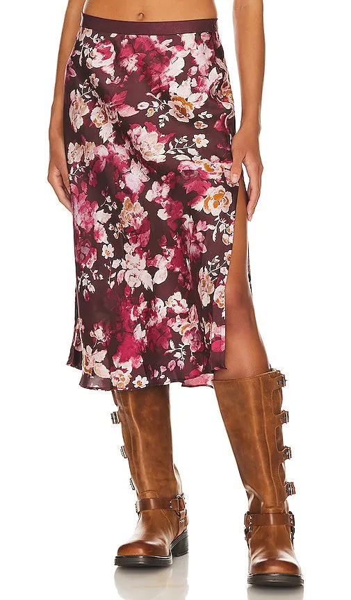 Free People x Intimately FP Sweet Talker Slip Skirt in Burgundy