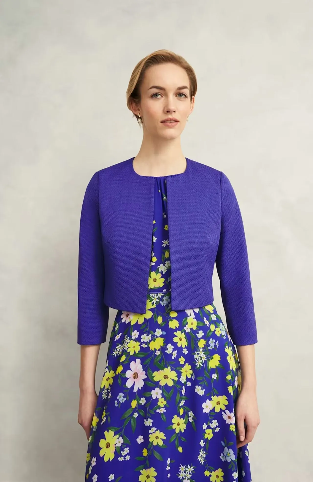 Hobbs Elize Textured Jacket Allium Blue