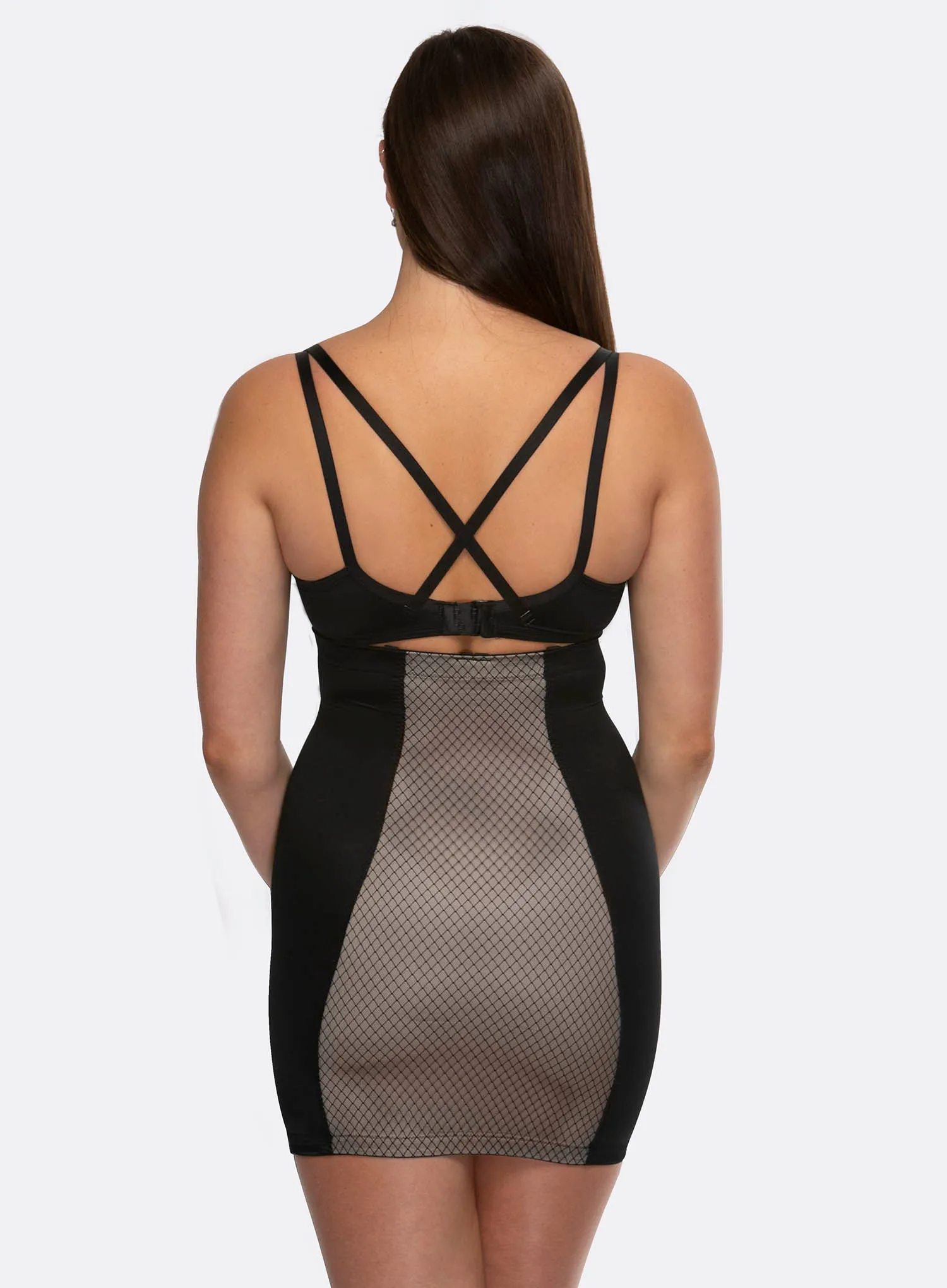 Hush Hush: Whisper Firm Control Slip With Hidden Thong Black Nude