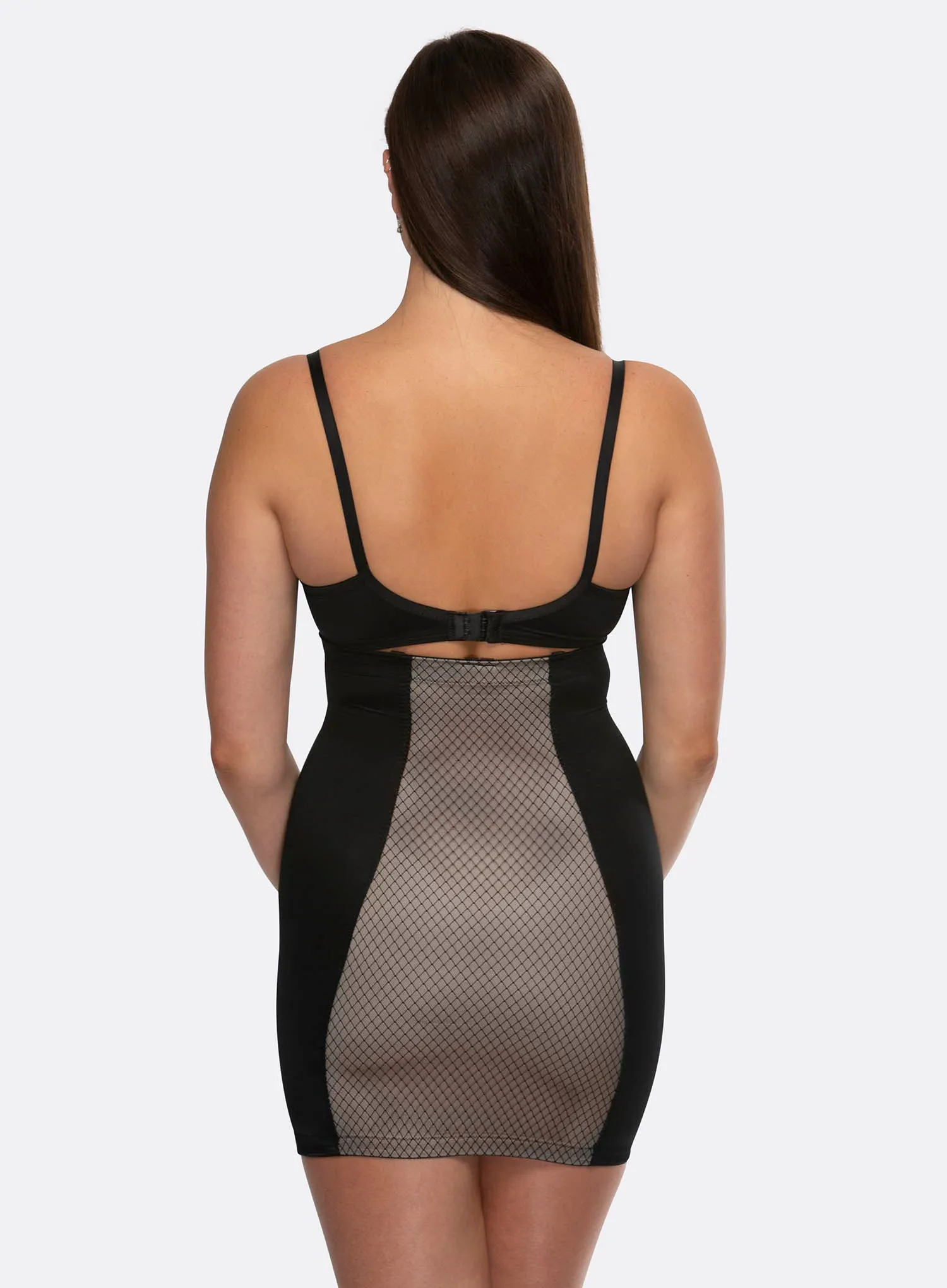 Hush Hush: Whisper Firm Control Slip With Hidden Thong Black Nude