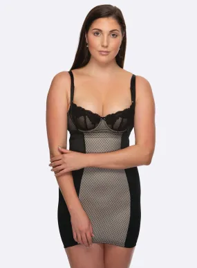 Hush Hush: Whisper Firm Control Slip With Hidden Thong Black Nude