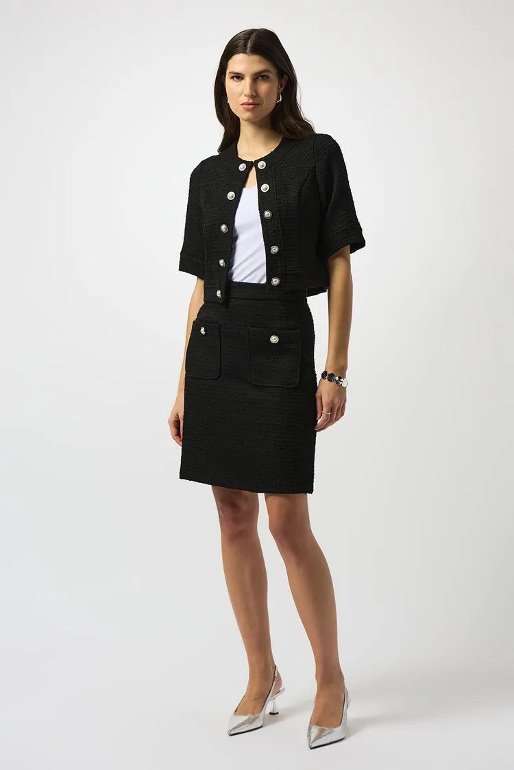 Joseph Ribkoff Boucle Cropped Jacket  251196  Black