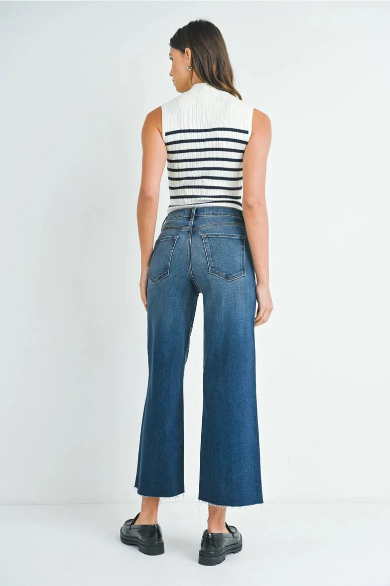 Just Black Denim Scissor Cut Wide Leg - Dark Denim