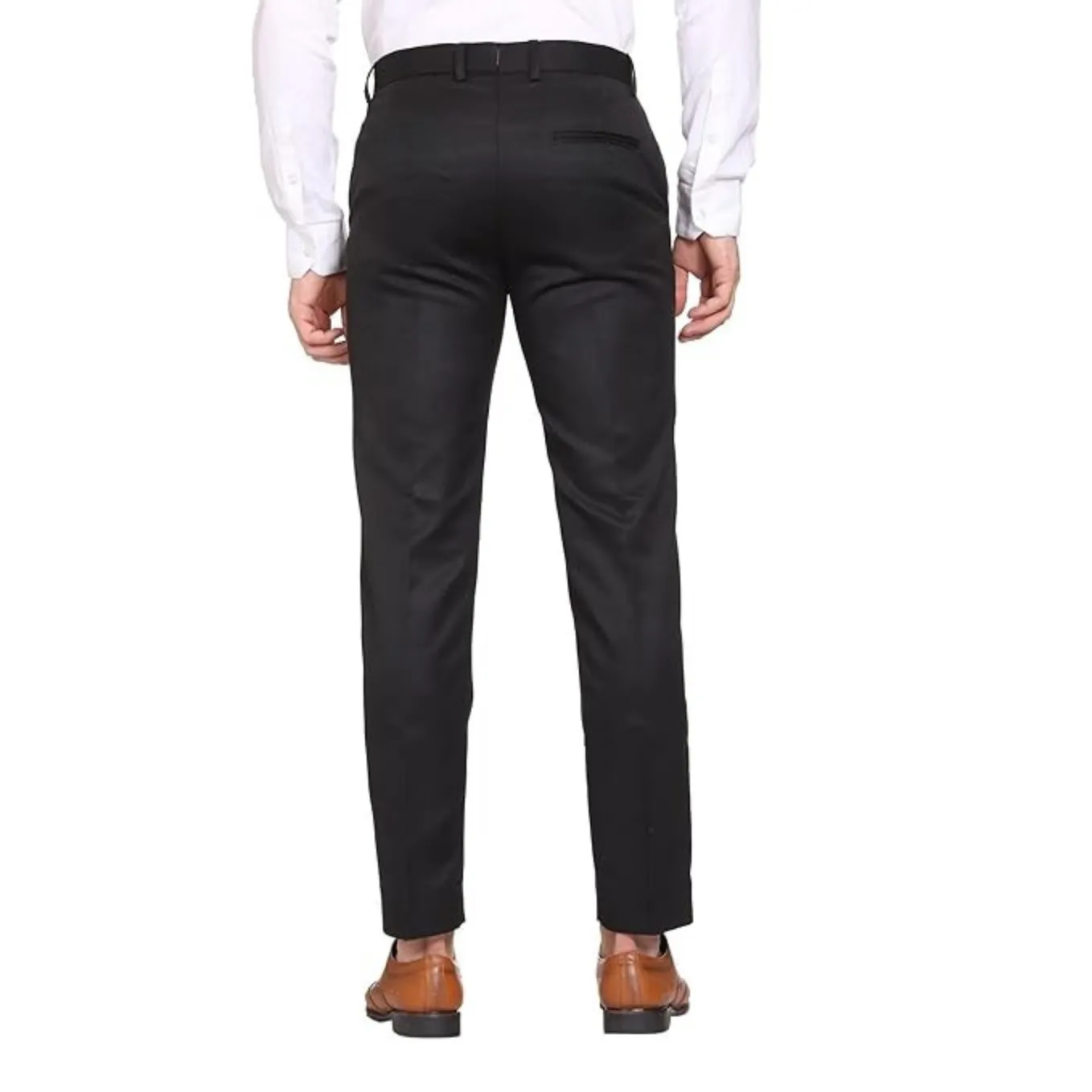 Men's Casual Trousers | Slim Fit Formal Pants for Men | Stylish Trousers for Men | Comfortable Office Wear Pants - Black - PANT_M