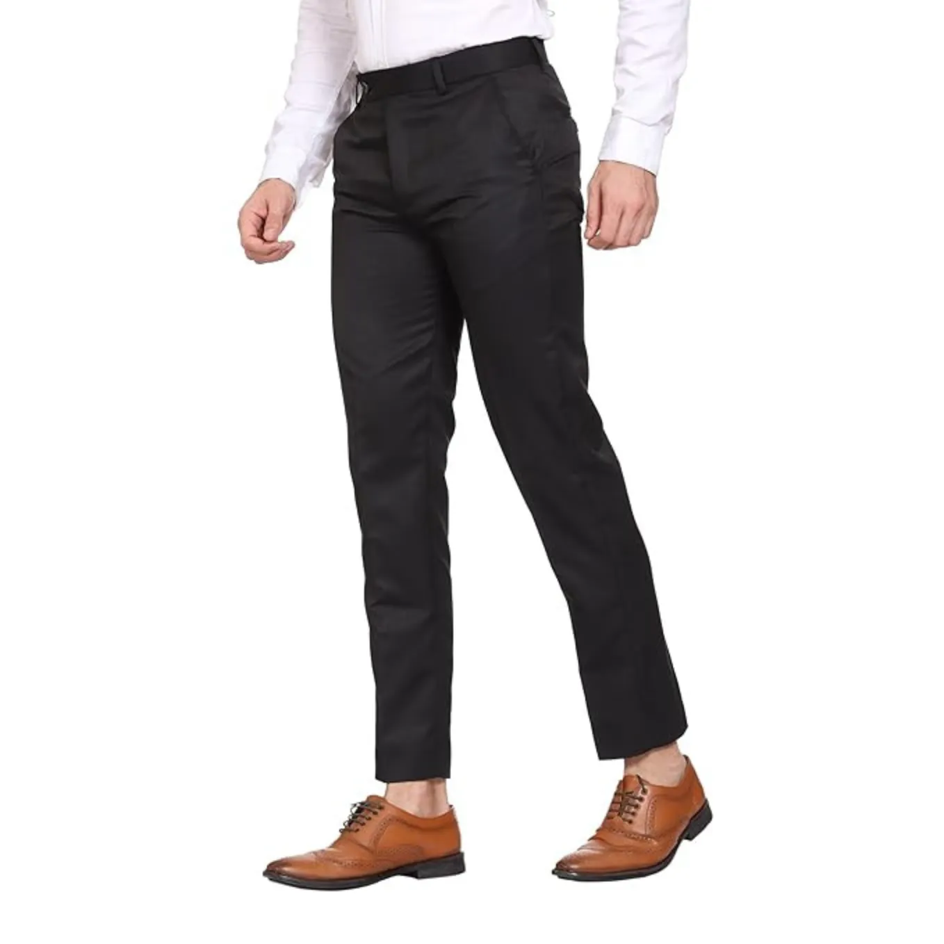 Men's Casual Trousers | Slim Fit Formal Pants for Men | Stylish Trousers for Men | Comfortable Office Wear Pants - Black - PANT_M