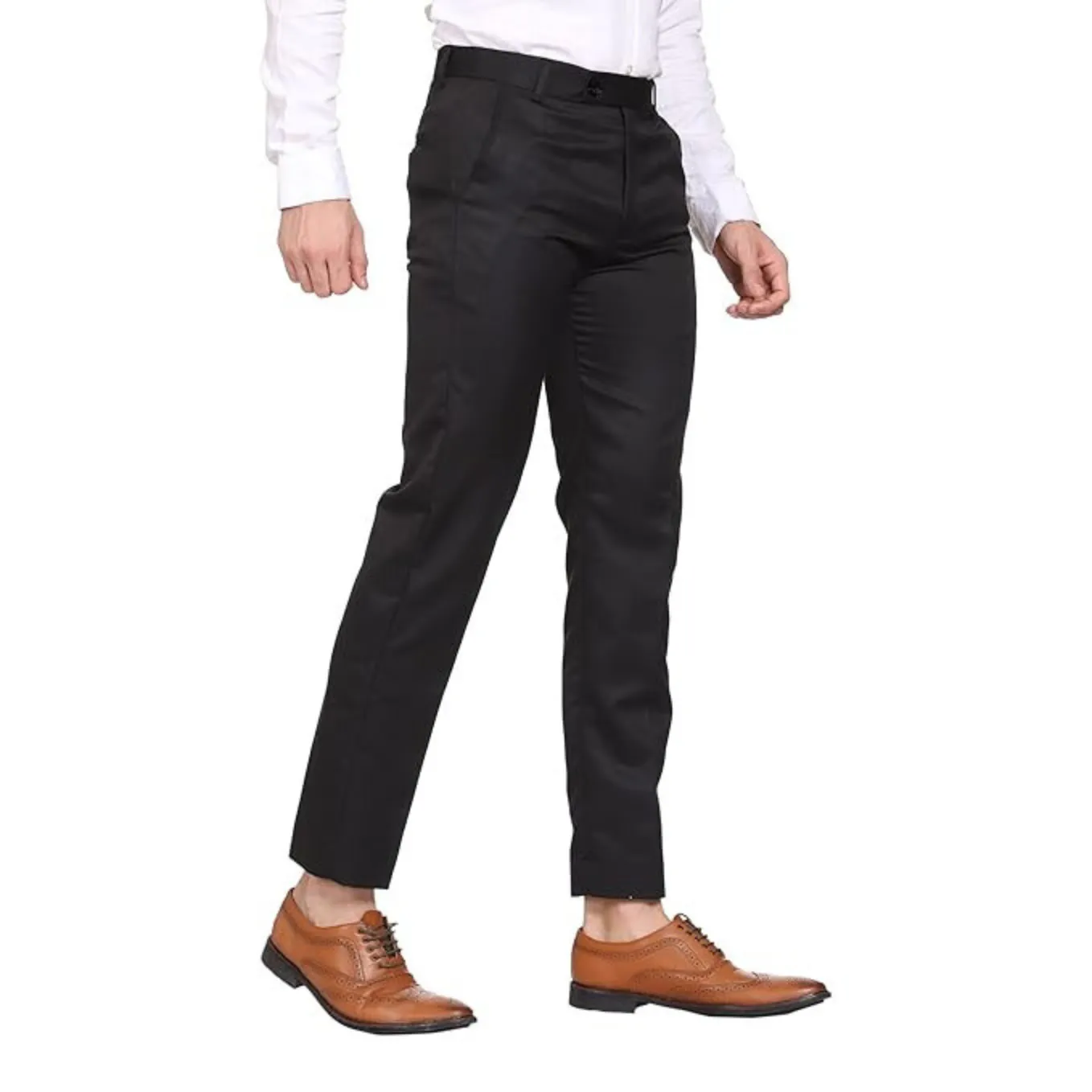 Men's Casual Trousers | Slim Fit Formal Pants for Men | Stylish Trousers for Men | Comfortable Office Wear Pants - Black - PANT_M