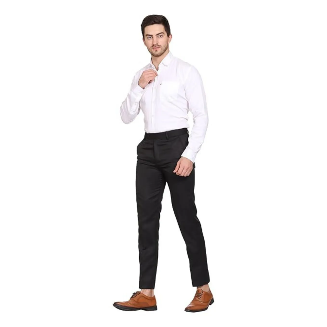 Men's Casual Trousers | Slim Fit Formal Pants for Men | Stylish Trousers for Men | Comfortable Office Wear Pants - Black - PANT_M