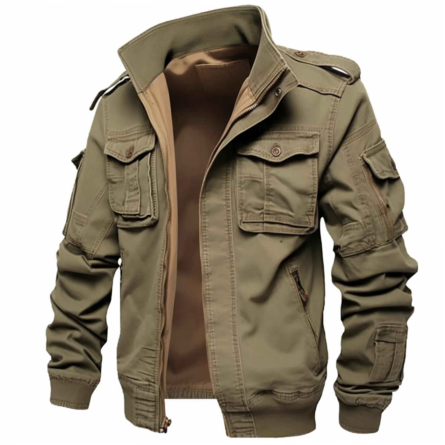 Men's Vintage Military Cargo Jackets Cotton Army Bomber Jacket