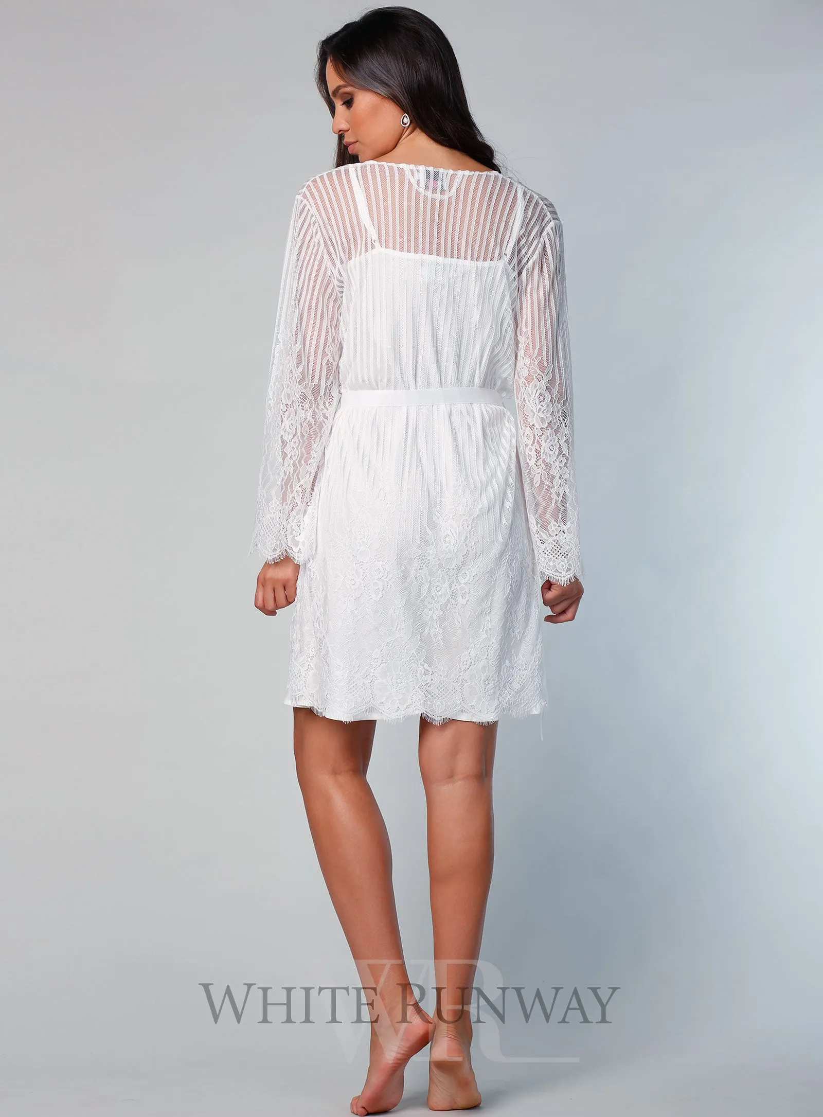 Orleans Short Lace Stripe Robe