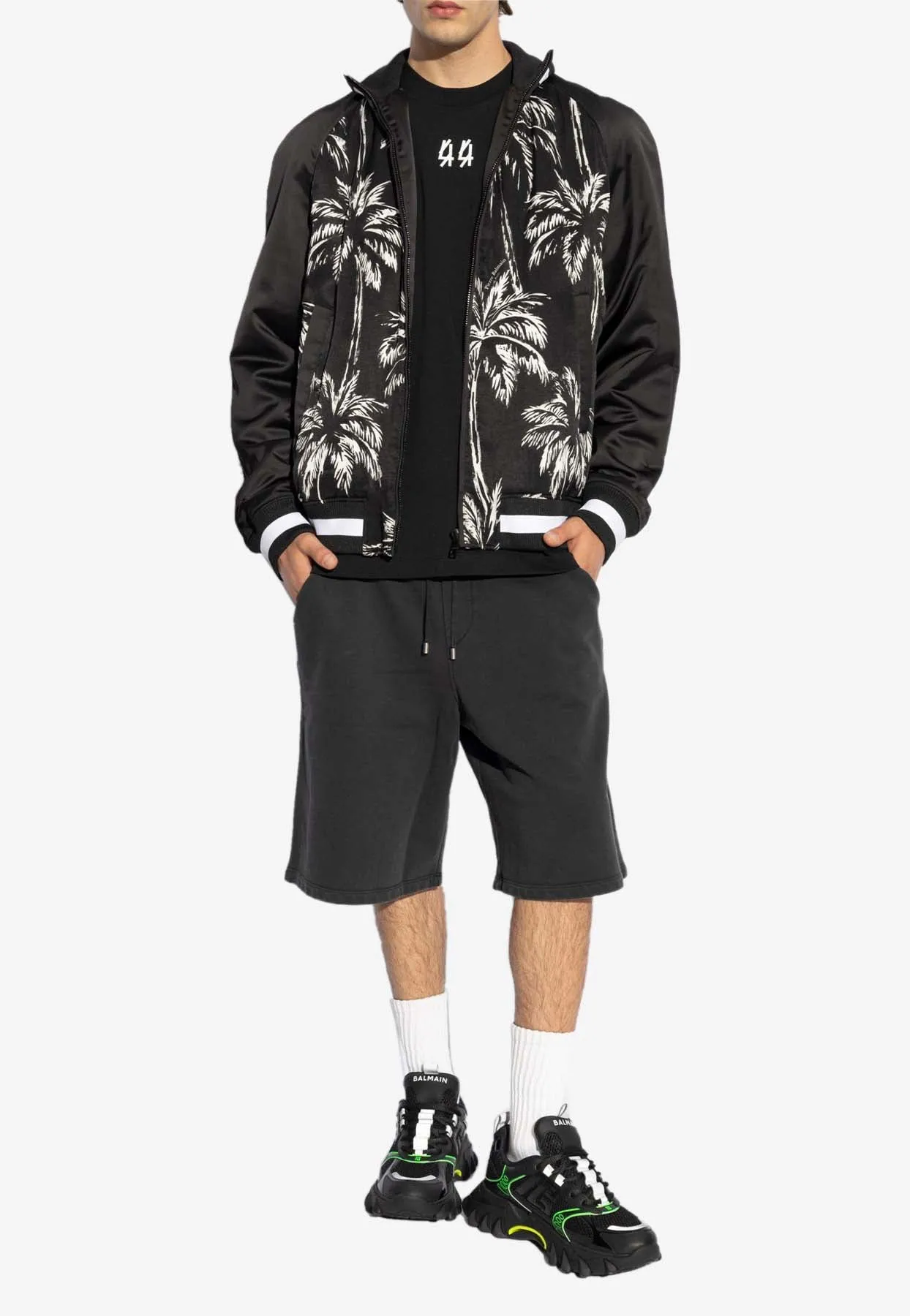 Palm Tree Print Bomber Jacket